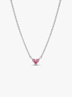 Pandora Triple Stone Pink Heart Collier Necklace
